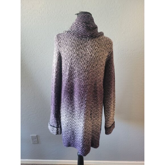 Beatrix Mohair Long Sleeve Diamond Pattern Purple Cardigan Size M Office Wear - Picture 4 of 9